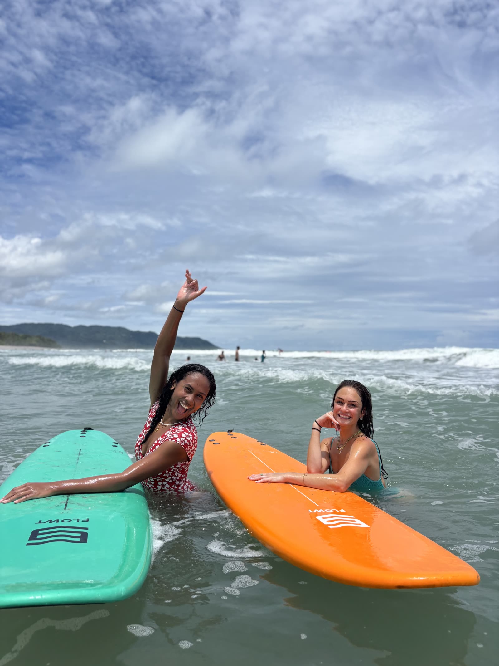 Rachel out in the lineup during a Surf & Stay week in Santa Teresa